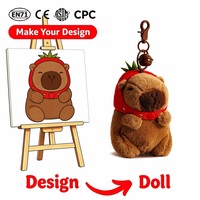 Porte-clés en peluche personnalisés anti-stress, motifs canard et capybara, rembourrés en coton PP, certifiés CE EN71 CPC, OEM, en peluche douce, estampés or, pour anniversaire