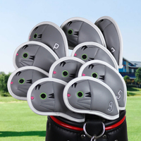 Ensemble de housses de tête de fer de golf en cuir PU de qualité supérieure, brodées, pour hommes et femmes