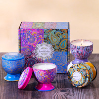 Coffret Cadeau Bougie Aromatique aux Fleurs Séchées en Pot Métallique, Parfums Variés, Décoration Maison, Cadeau de Mariage, Ambiance Fraîcheur