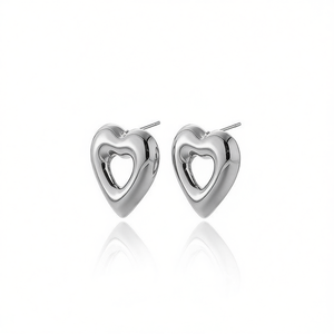 Pendientes Amy Amy con forma de corazón, aleación chapada en plata, joyería de moda para mujer, regalo, estilo romántico PE0434 - Product Image 3