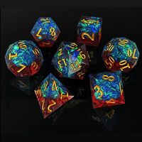 Jeu de dés en résine polyédrique - 5*7 (35 pièces) - Dés DND, RPG, jeux de table de rôle - D4 D6 D8 D10 D% D12 D20 - Populaire rétro