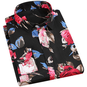 Chemise à imprimé floral décontractée <span class=keywords><strong>pour</strong></span> <span class=keywords><strong>homme</strong></span> adolescent, saison printemps-automne, 100% polyester, chemises à <span class=keywords><strong>fleurs</strong></span> à manches longues <span class=keywords><strong>pour</strong></span> hommes - Product Image 2