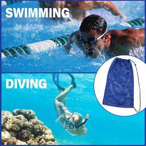 Mochila Grande y Económica para Ropa, Zapatos, Almacenamiento, Deportes Acuáticos, Playa, Equipo de Buceo, Negra y Azul con Malla - Product Image 5