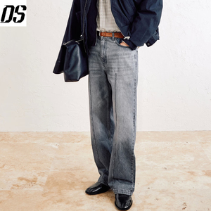 Jeans en denim <span class=keywords><strong>gris</strong></span> bicolore à coutures avant pour hommes – <span class=keywords><strong>Coupe</strong></span> <span class=keywords><strong>droite</strong></span> – Qualité supérieure – Vente en gros - Product Image 2