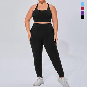 Conjunto Deportivo para Mujer Talla Grande, Ropa de Yoga Transpirable de Alta Elasticidad, Conjunto de Dos Piezas de Brasier y Leggings para Yoga - Product Image 4