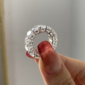 Provence Gem EF VS2 + 5x7MM zümrüt ve Oval <span class=keywords><strong>Lab</strong></span> yetiştirilen elmas sonsuzluk düğün Band 14K/18K beyaz altın - Product Image 5