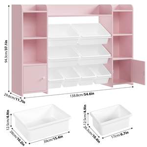 Libreria per bambini ha 8 scatole di immagazzinaggio e 4 scomparti aperti in legno cubo libreria - Product Image 4