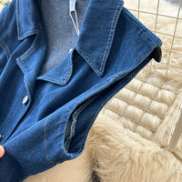 Robe décontractée en jean sans manches pour femme WIWT, coupe trapèze, col à revers, boutonnée, ceinturée, longueur midi