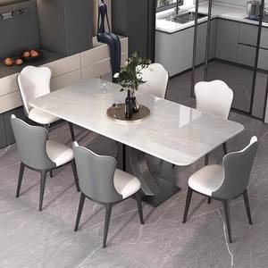 Lussuoso Tavolo da Pranzo Moderno Italiano di Alta Gamma, Impermeabile, per 6 Persone, Combinazione Tavolo e Sedie Rettangolare per Piccoli Appartamenti, Arredamento Casa - Product Image 4