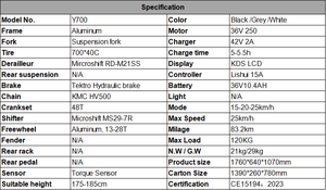 دراجة كهربائية H19 قابلة للطي بإطارات عريضة، 7 سرعات، مدى طويل، هيكل من سبائك الألومنيوم، سرعة 25 كم/ساعة، بطارية ليثيوم، محرك خلفي 250 واط 36 فولت - Product Image 5