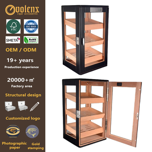 <span class=keywords><strong>Vitrine</strong></span> de présentation en verre personnalisée artisanale pour cigares noirs en gros, humidor en bois de cèdre espagnol - Product Image 1