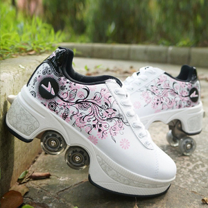 Chaussures à roulettes lumineuses pour garçons et filles, chaussures de sport à roulettes, chaussures de patinage de haute qualité 2 en 1, baskets à roulettes - Product Image 4