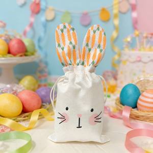 Bolsa de Lino Creativa con Cordón y Orejas de Conejo - Reutilizable y Duradera, Decoración para Regalos de Pascua y Cumpleaños, Uso para Adultos, Impresión de Logotipo Disponible - Product Image 2