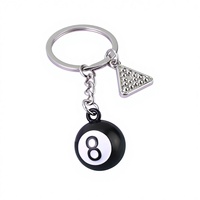 Nouveau style transfrontalier Porte-clés boule de billard personnalisé, mini modèle de simulation de boule 8 noire en alliage de zinc X-1910, pendentif pour sac d'école
