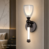 Applique murale LED de luxe moderne haut de gamme, anti-éblouissement, double couche, en forme de verre à vin, lumière blanc chaud, en fer et aluminium