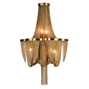 Lampadario Vintage Stile Impero Francese con Catena in Alluminio, Lampada <span class=keywords><strong>a</strong></span> <span class=keywords><strong>Sospensione</strong></span> <span class=keywords><strong>per</strong></span> <span class=keywords><strong>Soggiorno</strong></span> MD85219 - Product Image 1