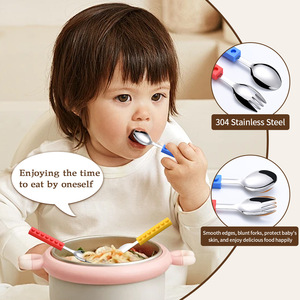 Wholesale 3Pcs <b>Building</b> <b>Block</b> Silicone Stainless Steel Kids Fork Spoon Knife Bricks Shaped Cutlery Set Funny Toddler Dinnerware - Product Image 3