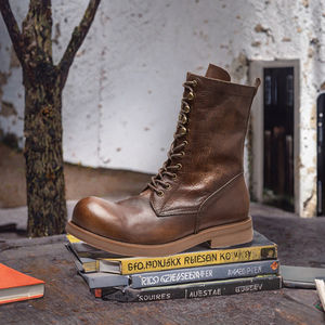 Botas Romanas de Cuero Marrón para Hombre, con Cierre Lateral, Nuevo Producto, Forro de Cuero Genuino, Altura al Tobillo, Cierre con Cordones, Tipo Otoño, EVA - Product Image 2