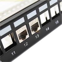 Panel de Conexión Ethernet CAT 6 CAT6 UTP de 19 Pulgadas 1U con 24 Puertos DIN y Conector Keystone RJ45