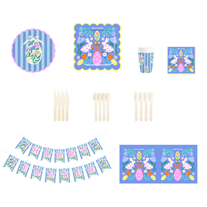 DAMAI <b>Easter</b> Party Supplies Party Disposable Tableware Set Birthday Favor for 8 Guests Bunny Eggs Paper Plates Cups <b>Napkins</b> - Product Image 5