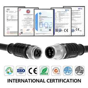 ขั้วต่อวงกลม M12 T Code 4 ขา แบบตัวผู้ตัวเมีย IP68 กันน้ำ สำหรับสายเซ็นเซอร์ พร้อมสาย PVC - Product Image 4