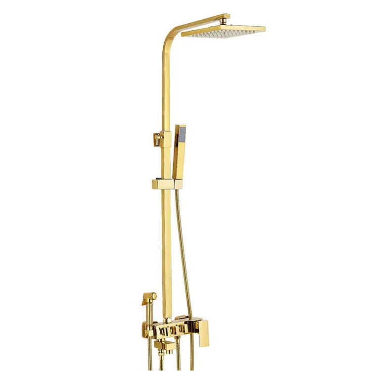 EOURU High End Type Bathroom Gold Plated Rain Shower Constant Temperature Water Tap Brass Head Shower For Home