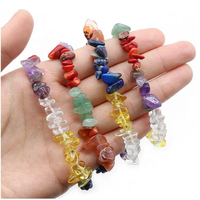 Bracelet de cristaux de guérison de gravier coloré irrégulier naturel 7 Chakra bijoux de mode pour l'artisanat de cristal de cadeau