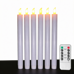 Flameless LED Pillar <b>Candle</b> Flickering Plastic Taper <b>Candle</b> with Remote Control Battery Powered for Wedding Party Decor / - Product Image 1