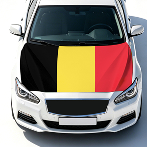 Drapeau de capot de voiture personnalisé en gros, <span class=keywords><strong>Belgique</strong></span>, 130x150cm, avec cordon élastique, protection UV, parfaitement adapté aux voitures de taille moyenne - Product Image 1