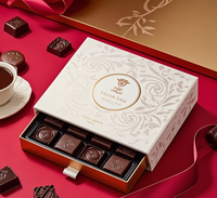 Boîte à tiroirs en papier de qualité supérieure de luxe personnalisée pour offrir des truffes en chocolat noir Boîte d'emballage de luxe en chocolat