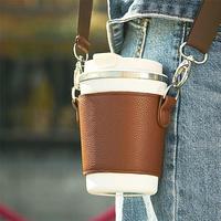 Pochette de transport portable en cuir PU pour tasses de café classiques jetables, bouteilles d'eau, et gobelets de voyage 400 ml – Sac à main pour boissons
