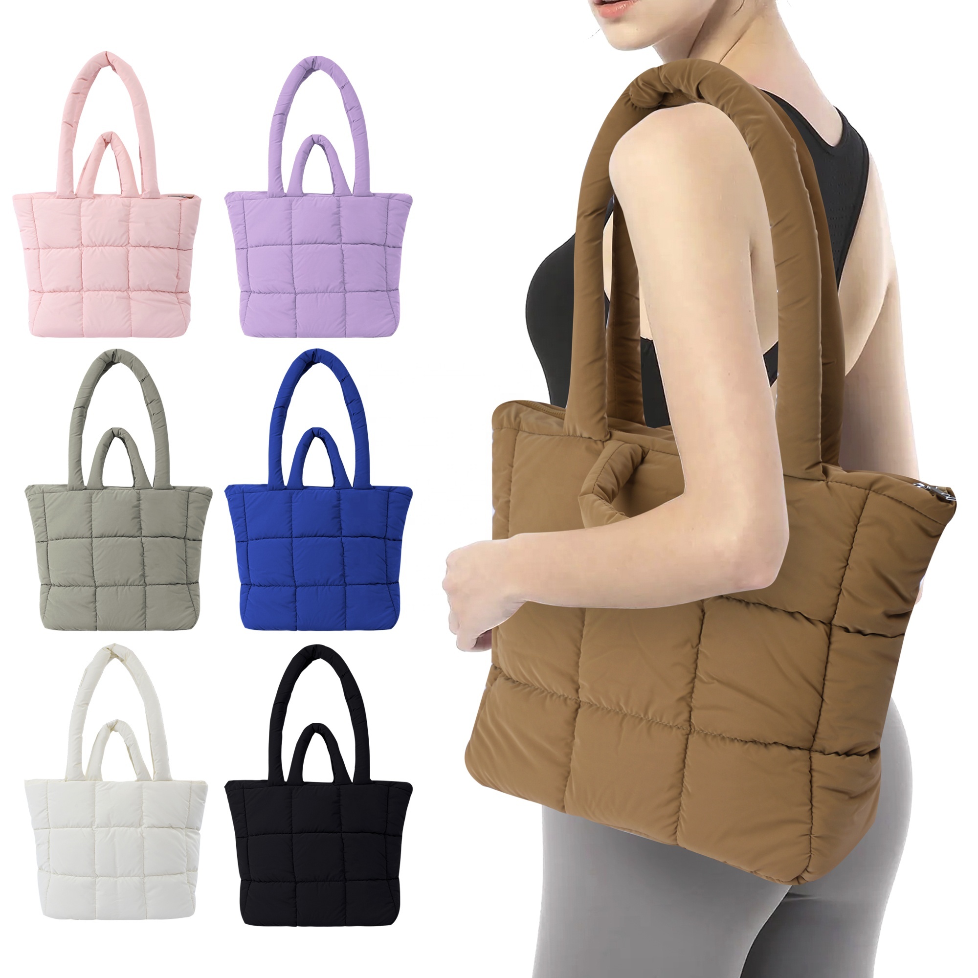 Women Large Quilted Puffer Tote
