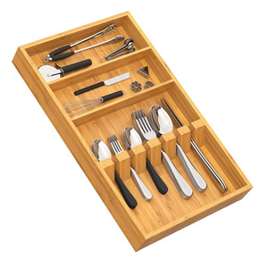 Caja Organizadora Expandible para Cubiertos de Bambú, Tipo Cajón, Rectangular, 18L, Vertical - Product Image 1