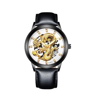 นาฬิกาควอตซ์ผู้ชาย Y110 ลายมังกรจีน ปฏิทิน สไตล์ธุรกิจ สายหนัง PU สีทอง หน้าปัด 40 มม. ตัวเรือนโลหะผสม แฟชั่น สปอร์ต <span class=keywords><strong>การ์ตูน</strong></span> - Product Image 3