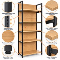 Étagère de présentation gondole à quatre poteaux, simple face, en bois grainé, pour supermarché, unité de rayonnage métallique et bois pour magasin d'alimentation