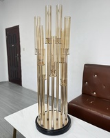 Amber Glass Hurricane Votiv kerzenhalter 120CM hoch Hochzeit Kristall Gold Kandelaber Herzstück