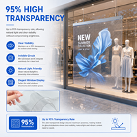 Pantalla LED Holográfica Transparente Ultrafina, Película Flexible Autoadhesiva para Exteriores, Cartel Digital de Alto Brillo para Elevador