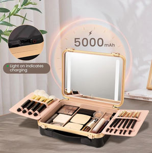 Estuche de Maquillaje de Viaje, Aluminio Abierto, Espejo Ligero, Portátil, Organizador de Maquillaje, Resistente al Agua, Gran Capacidad <span class=keywords><strong>para</strong></span> Chicas y Mujeres - Product Image 2