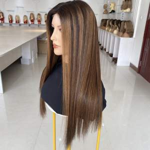 Perruques à dentelle frontale populaires et tendance, cheveux humains pour femmes blanches, perruques lisses avec dentelle transparente, 18-24 pouces # Hawaï - Product Image 2