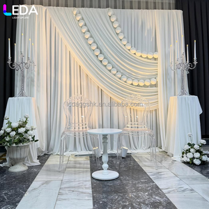 Cortina de fondo cuadrada blanca de seda de leche de alta calidad LEDA para decoración de eventos en interiores, ideal para bodas - Product Image 1