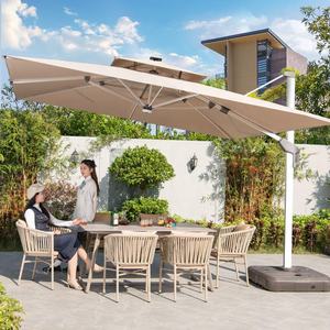 [Toldo de poliéster de 280 gramos] Paraguas personalizado de tela azul cielo azul oscuro para exteriores, sombrilla LED Solar, sombrilla voladiza para jardín y <span class=keywords><strong>Patio</strong></span> - Product Image 4