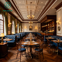 Ensemble de mobilier de restaurant personnalisé Ron Group, table carrée en bois massif, chaise rembourrée, banquette commerciale en cuir capitonnée