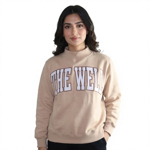 Sudadera Beige de Cuello Alto para Mujer, Marca The Well, con Estampado de Letras, Corte Regular, Estilo Casual Otoñal, Tejido de Punto 100% Algodón - Product Image 1