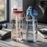 Bouteille d'eau portable en plastique avec paille 500ML 650ML, gourde de sport pour étudiant, bouteille d'eau de voyage réutilisable