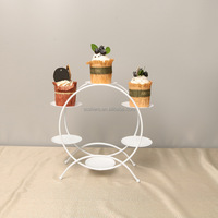 Bandeja de exhibición de postres de hierro forjado blanco, soporte para tartas, decoración de mesa de boda, bandeja para té de la tarde, buffet frío para pausas de té