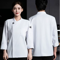 Uniformes de travail en twill à manches longues pour hommes et femmes, vestes de chef pour restaurants et hôtels