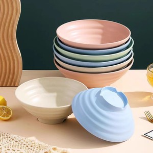 Tazón redondo de estilo japonés, material de plástico de paja de trigo, a prueba de caídas, para uso doméstico, color beige, tamaño grande - Product Image 4