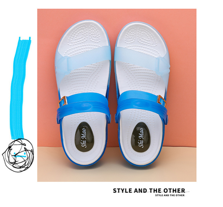 2023 Colorful Jelly Shoes Mid-heel Flat Beach Shoes Soft Plastic Sandals Women's Garden Shoes