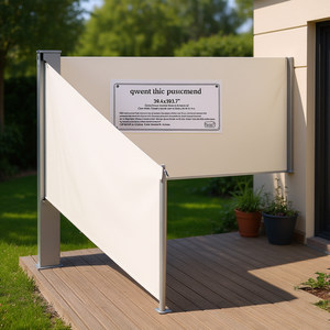 Auvent latéral rétractable crème 39,4x393,7 pouces, protection solaire manuelle d'extérieur, cadre en aluminium, tissu polyester - Product Image 2
