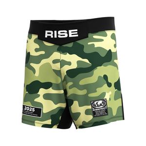 Pantalones Cortos de Combate con Patrón de Camuflaje Verde, Sin Velcro, de Secado Rápido, Diseño Duradero, con Abertura Lateral para BJJ MMA - Product Image 1